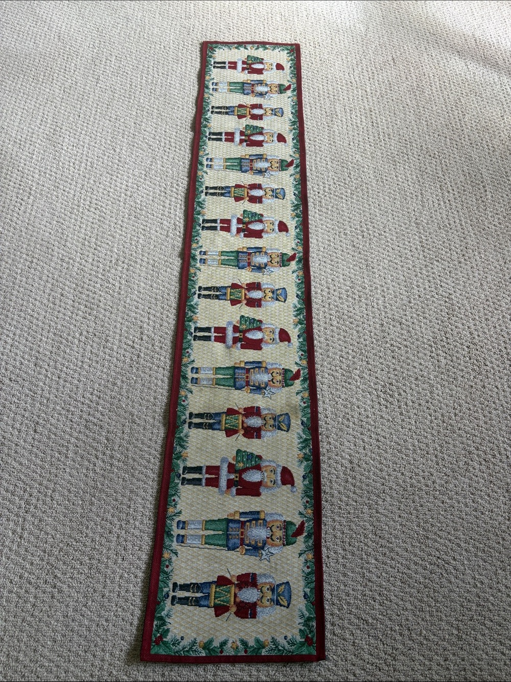 Nutcracker Holiday Runner with Red Trim and Green Accents